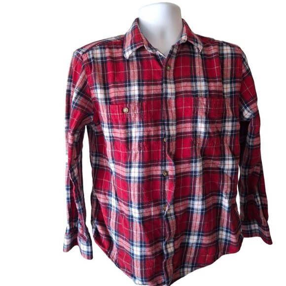 Pacific Outfitters Plaid Flannel Shirt Mens Medium  Red Blue - Picture 1 of 7
